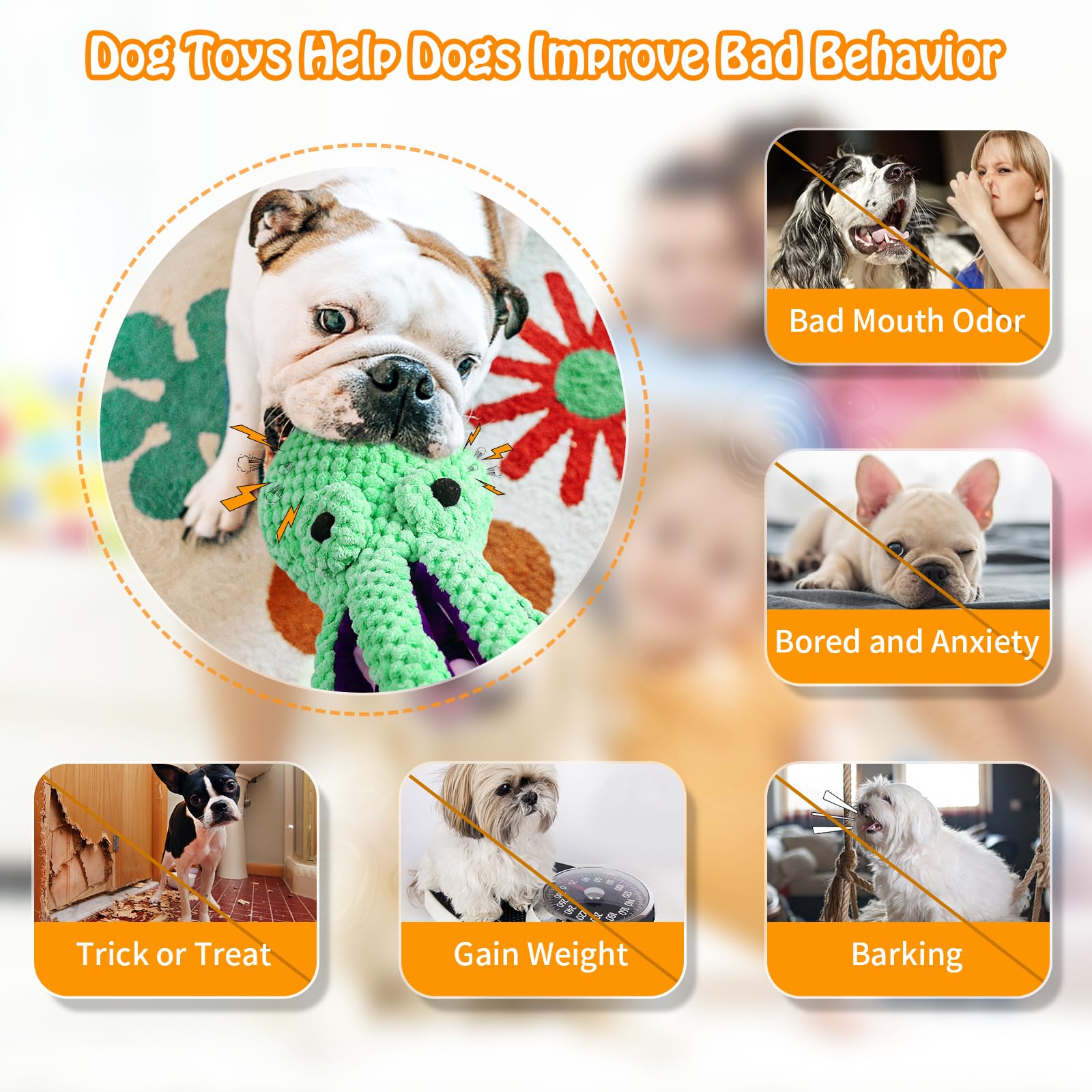 Juguete Fuufome peluche duradero con tela resistente para mordisqueos vigorosos.