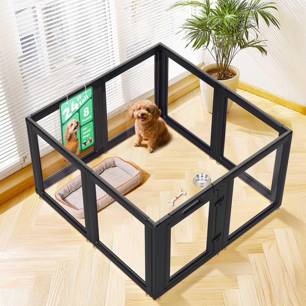 FXW AuraSpace jaula de 24 pulgadas para perros pequeños, espacio seguro para juego.