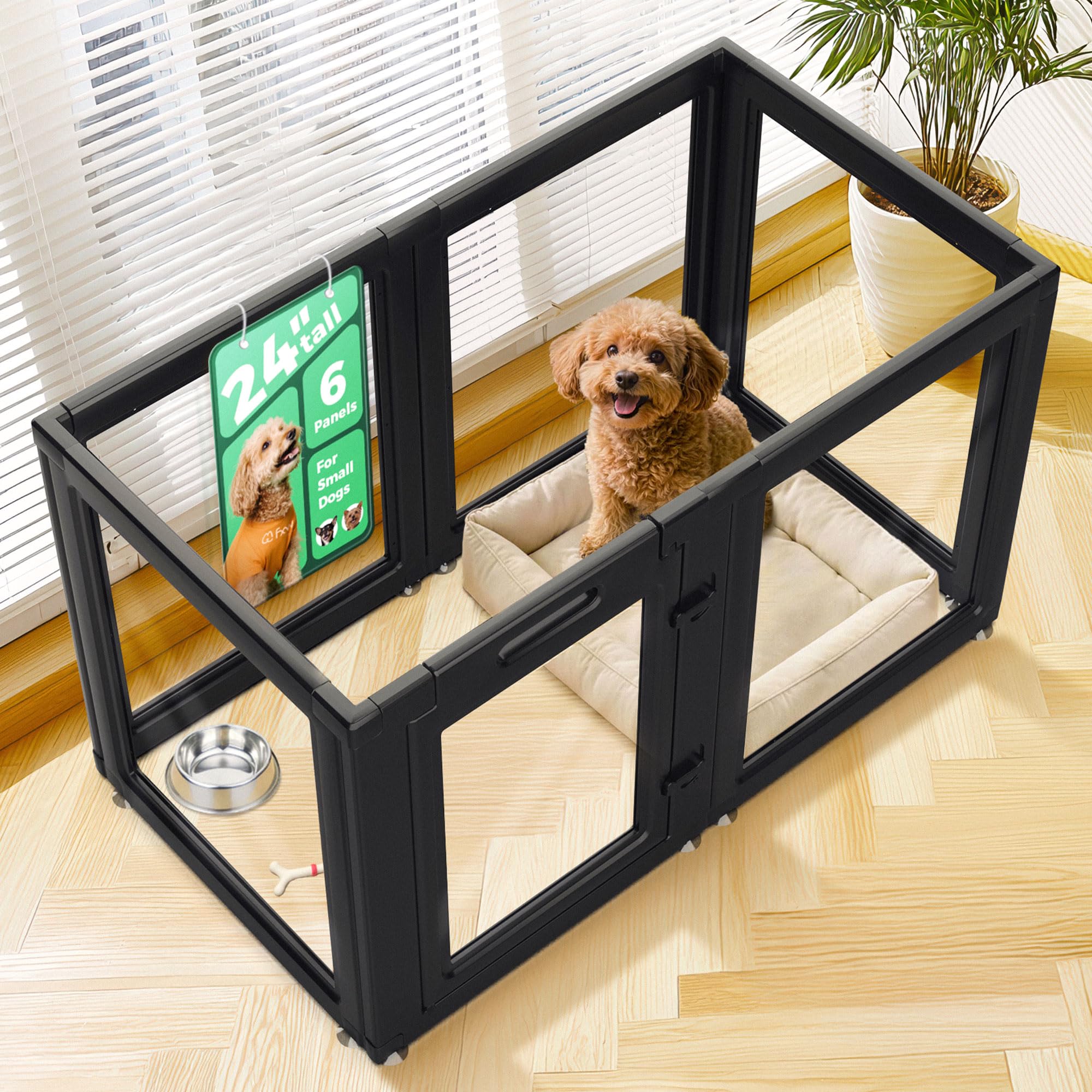 FXW AuraSpace paneles transparentes para vigilar al perro desde cualquier ángulo.