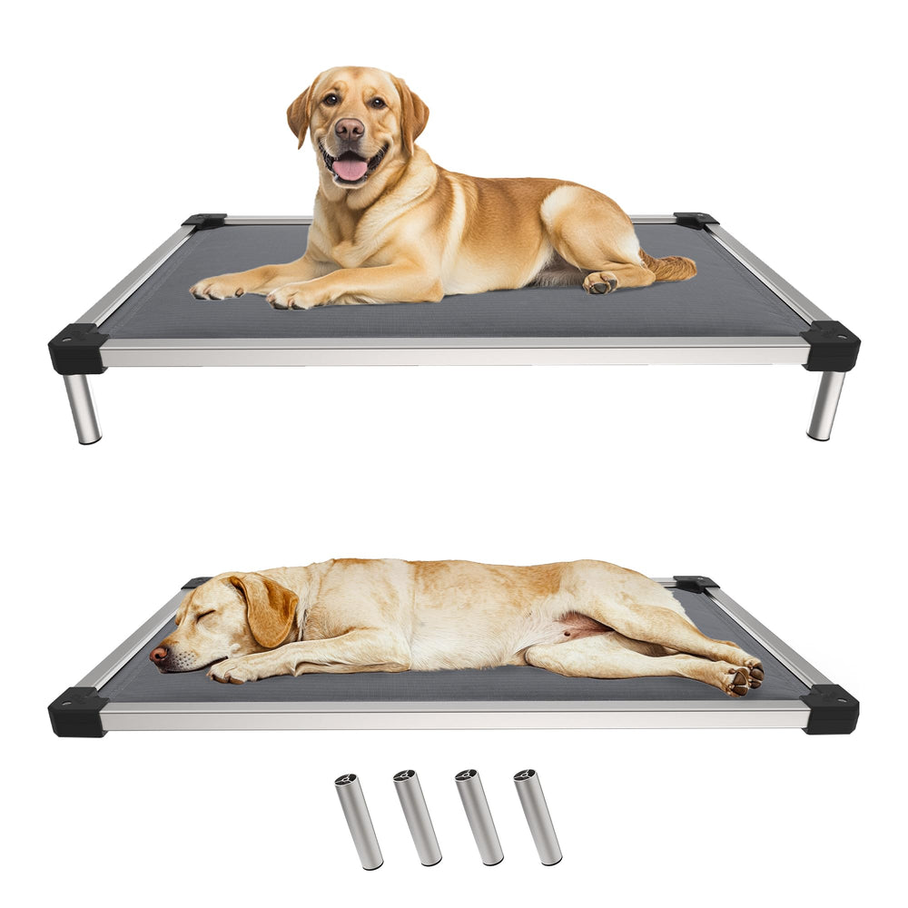 FXW TitanNest cama elevada de aluminio, base estable para perros grandes, ideal para casa y campamento.