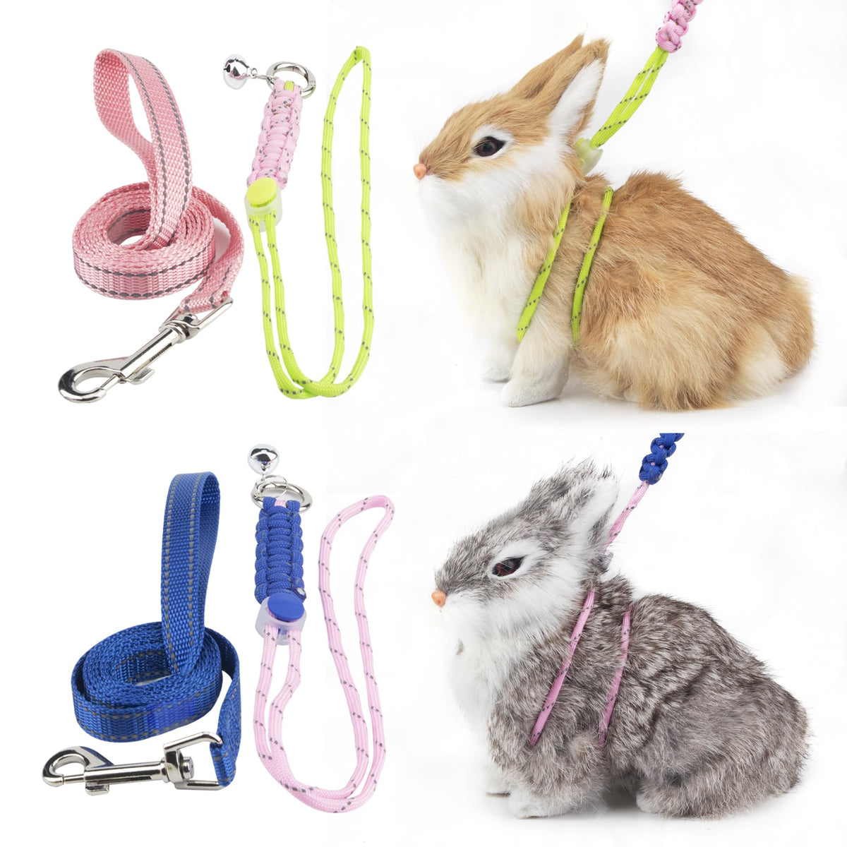 GAGILAND arnés figura 8 doble en azul y rosa, seguro y cómodo para paseos.