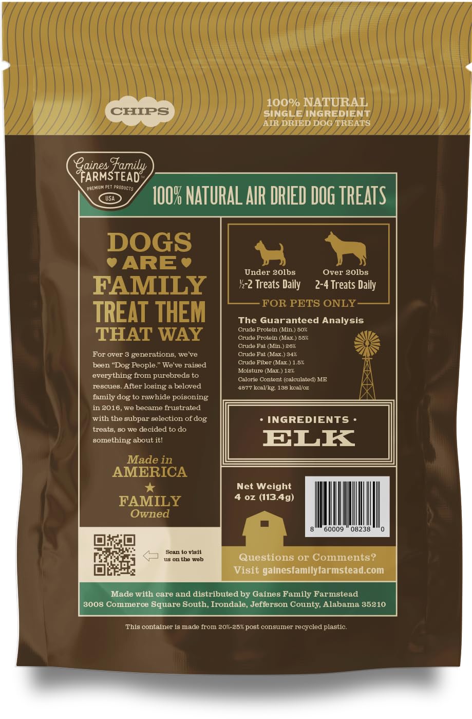 elk chips sin conservantes gaines family farmstead para perros.