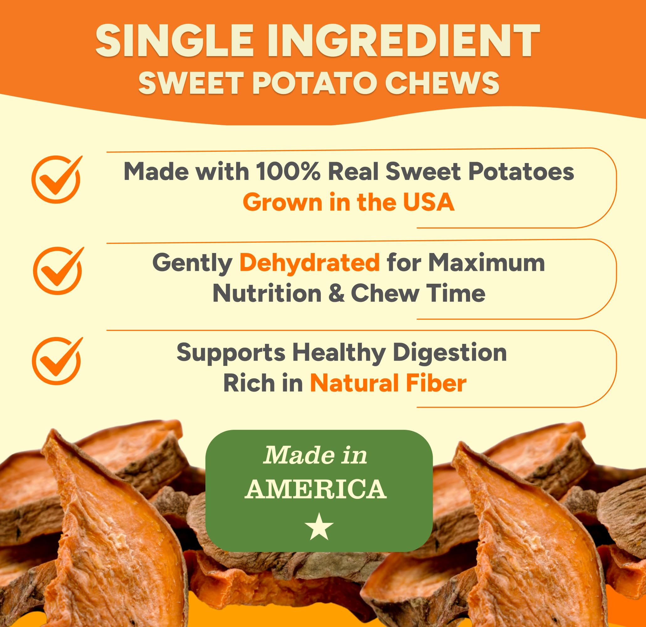 Gaines Family Farmstead Sweet Potato Chews ingrediente único batata dulce para perros