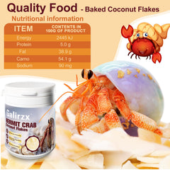 Galirzx escamas de coco seco natural para cangrejos ermitaños, apoyo digestivo suave.