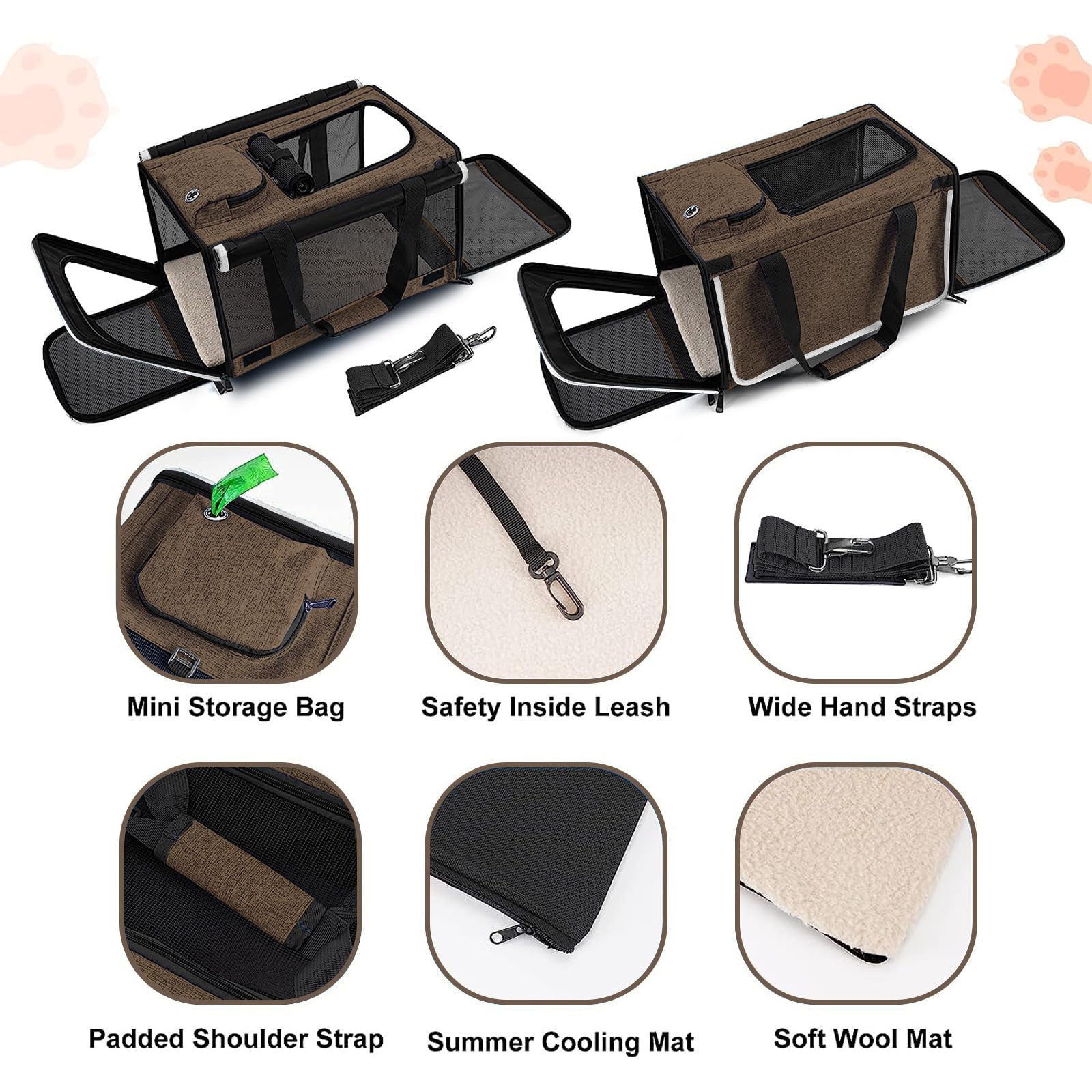 GAPZER bolsa transporte gato grande – acceso lateral para control rápido