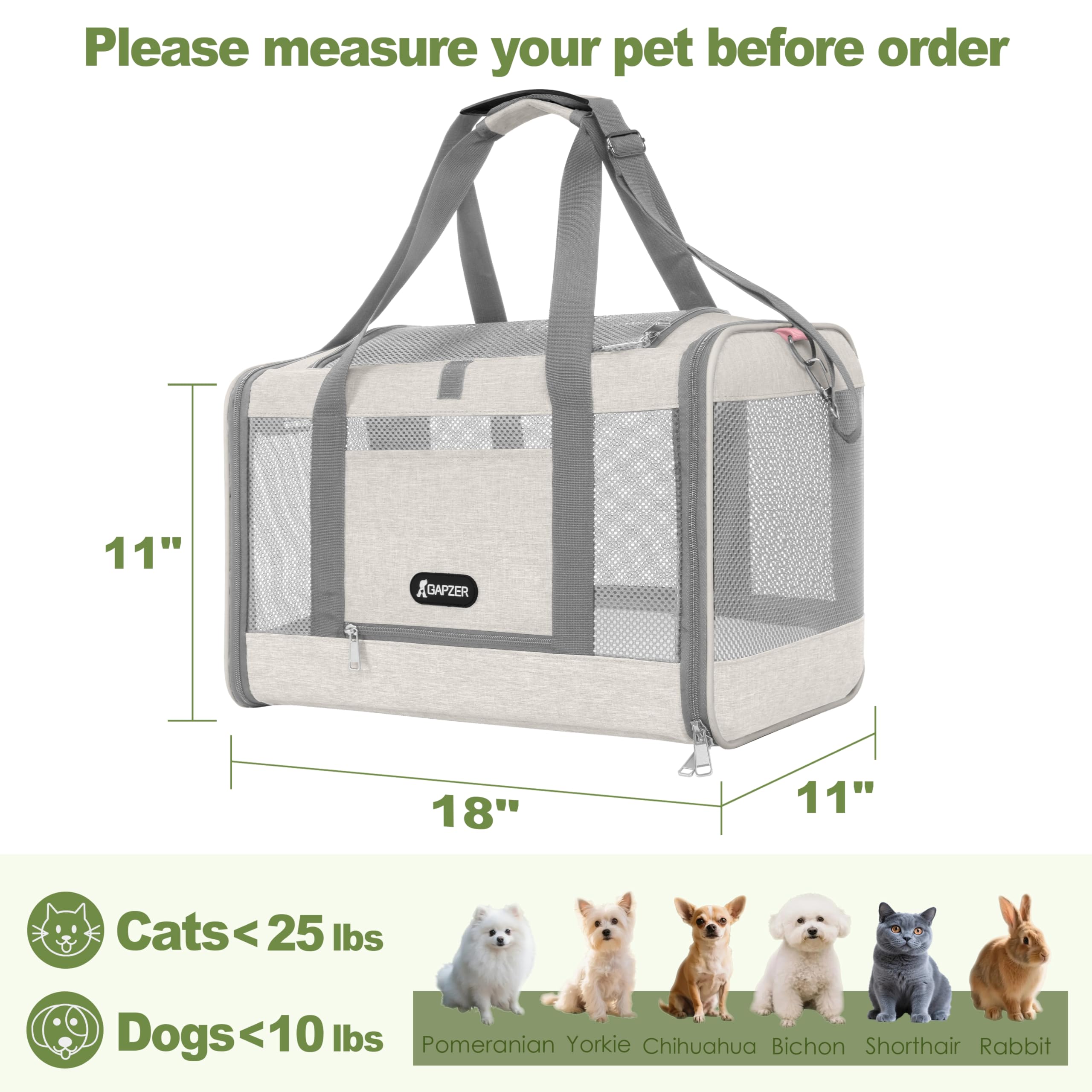 GAPZER transportín para gato, apertura superior para carga y verificación fácil.