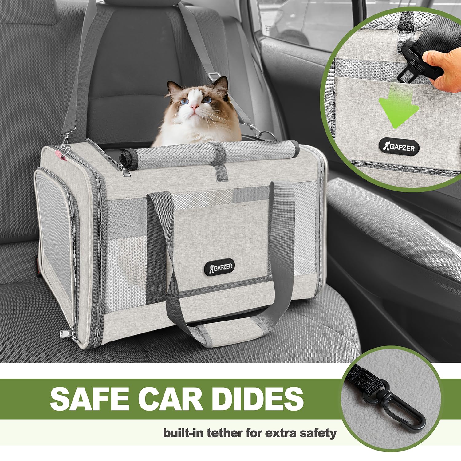 Transportín GAPZER plegable para almacenamiento compacto en casa.