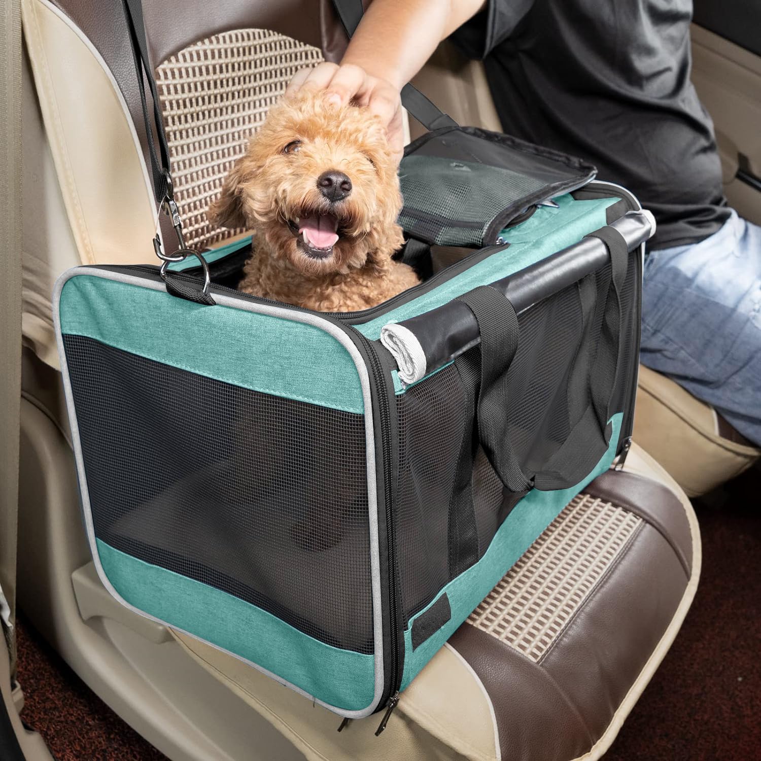 GAPZER transportín teal con dos opciones de transporte para comodidad diaria