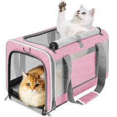 Transportín GAPZER para gato con apertura superior rosa, acceso rápido durante el viaje.