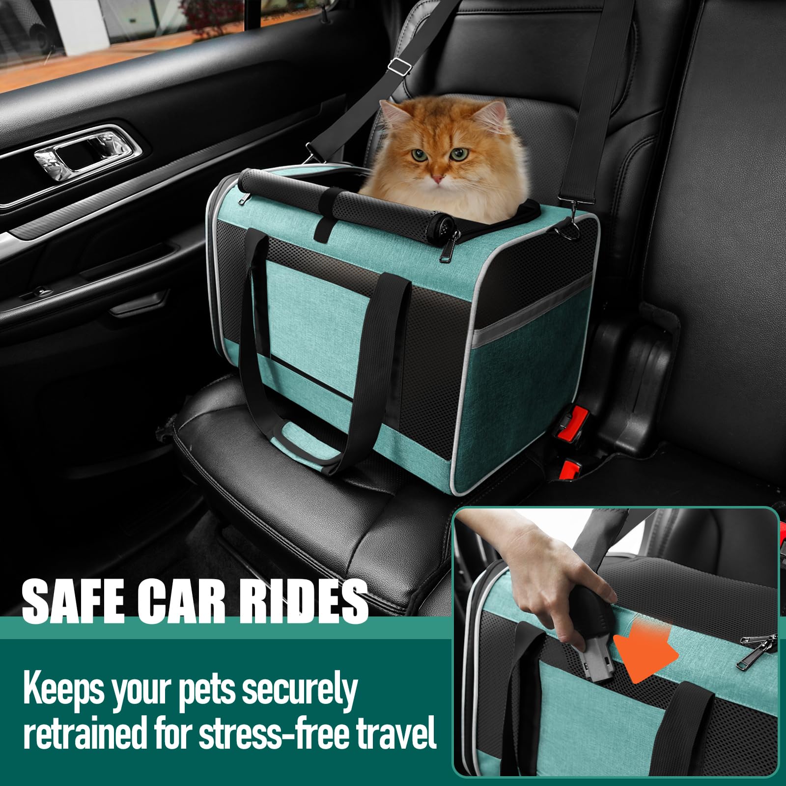 GAPZER transportín gato, bolsillo lateral para accesorios