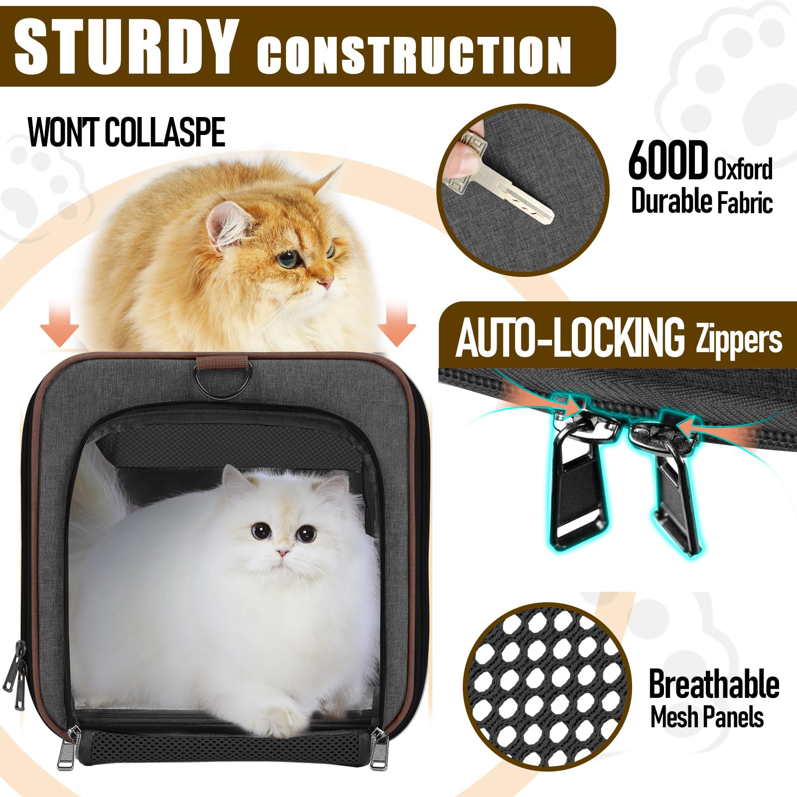 GAPZER transportín para gato mediano - ventilación óptima para días templados