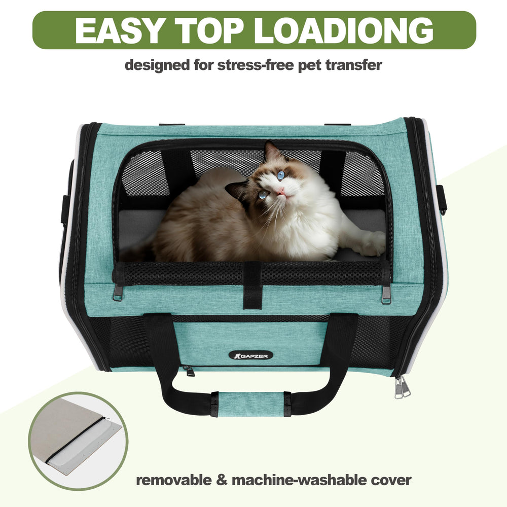 GAPZER transportín para gatos turquesa, cierre seguro para mayor seguridad