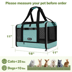 GAPZER transportín para gatos turquesa, malla lateral para ventilación