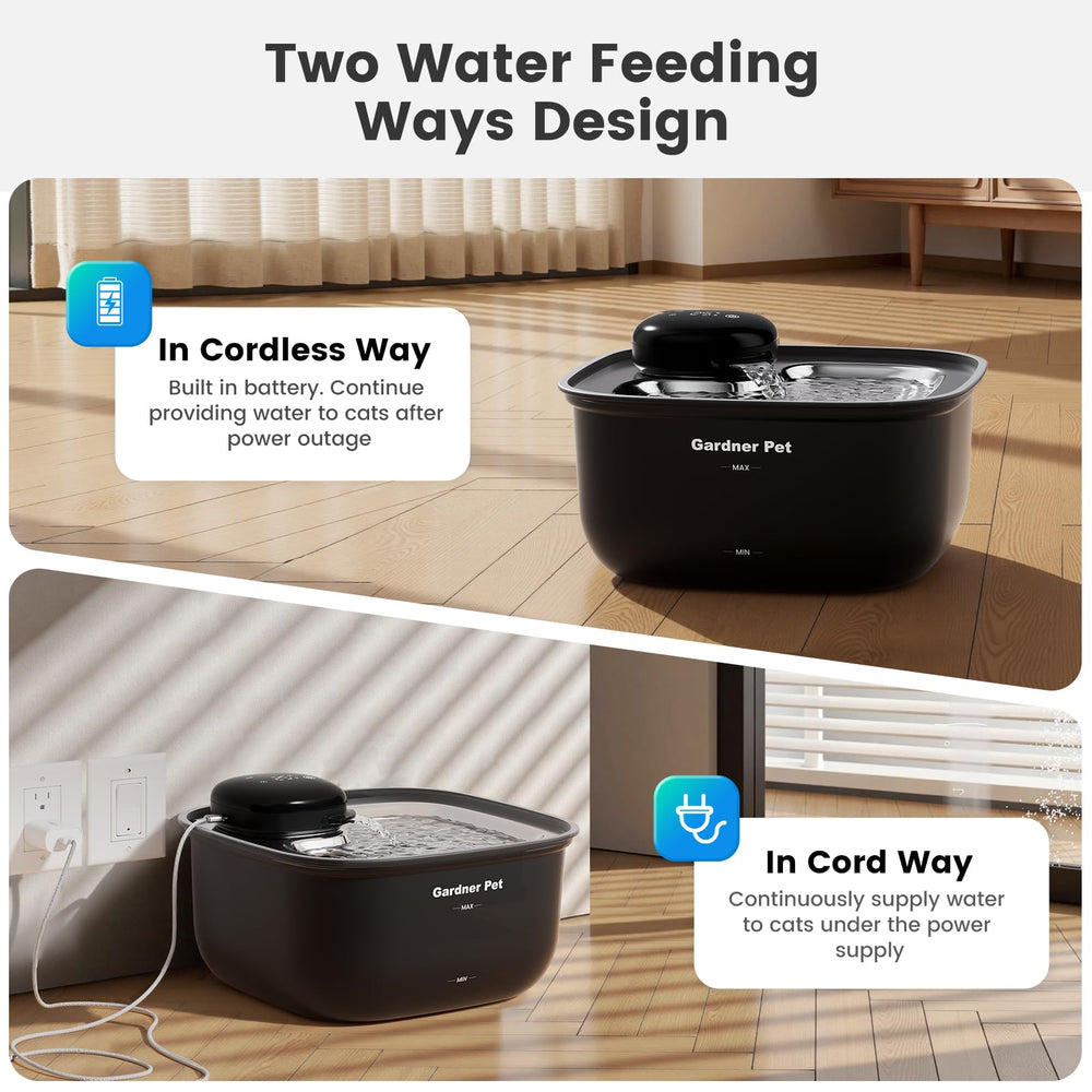 Bandeja de acero inoxidable de Gardner Pet para agua higiénica y duradera.