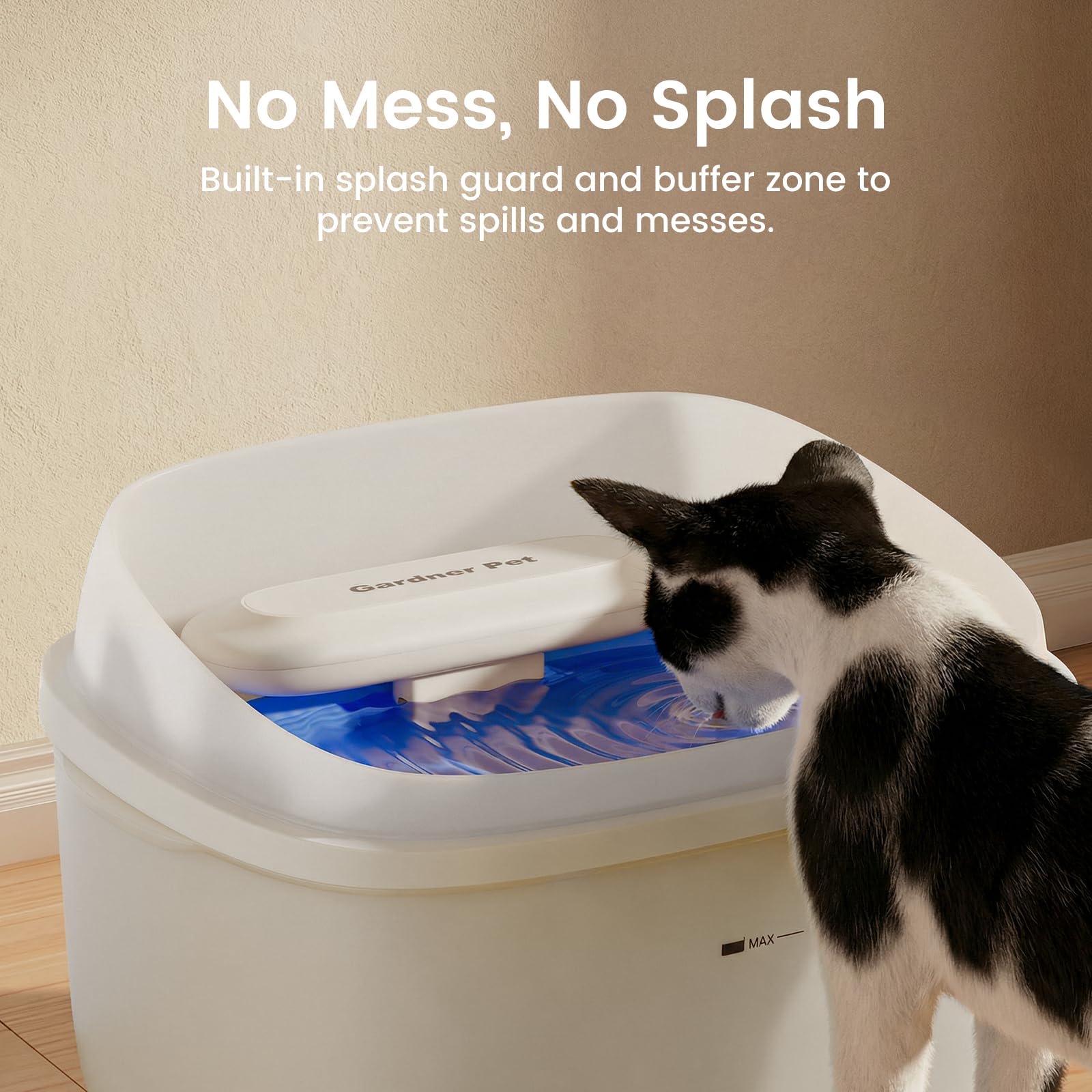 Gardner Pet bebedero tanque transparente facilita vigilar el nivel de agua.