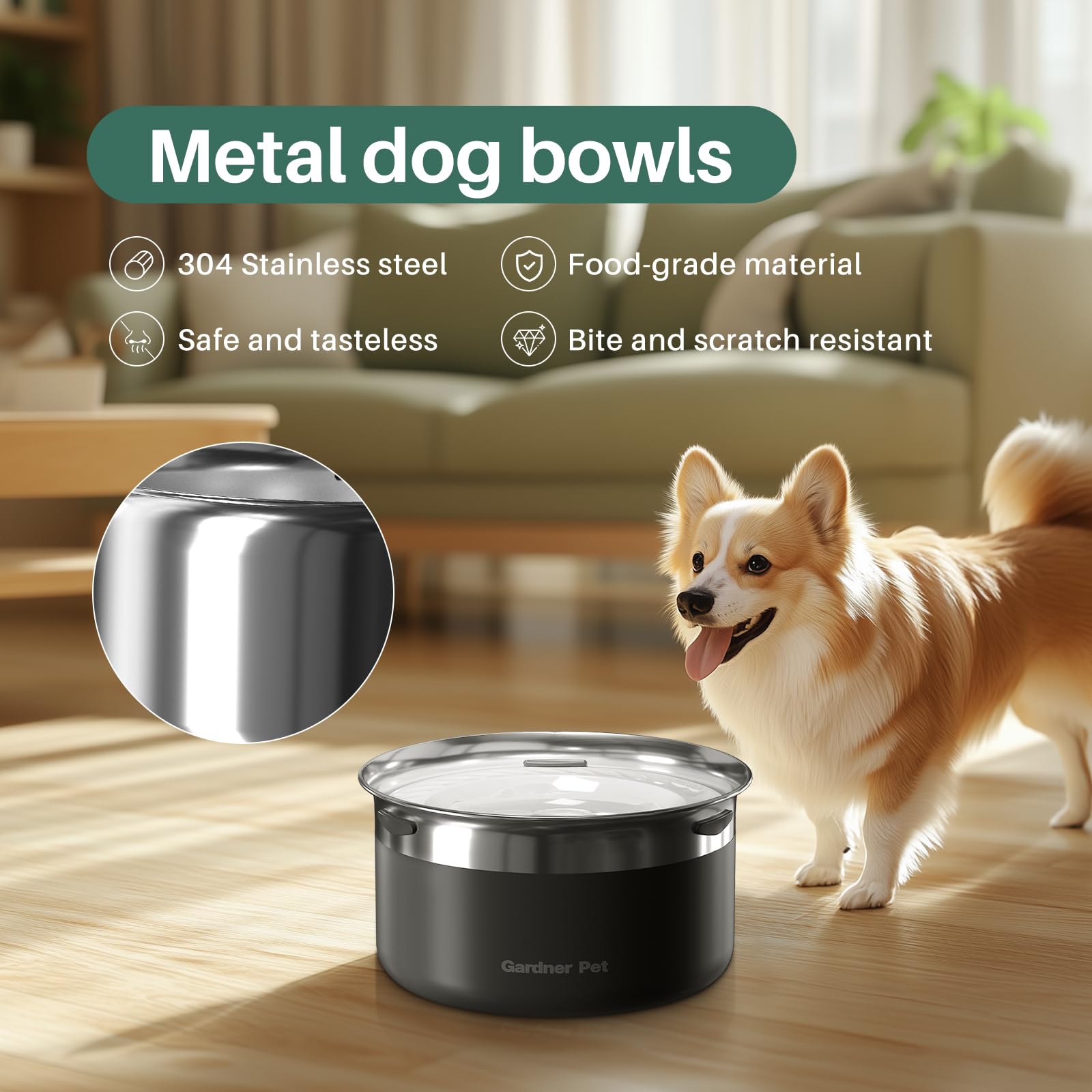 Gardner Pet cuenco de gran capacidad para viajes y días largos.