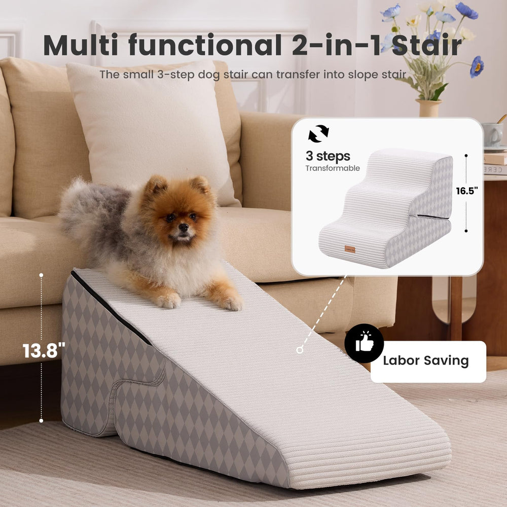 Gardner Pet diseño 2 en 1, escalera y rampa para mayor comodidad de la mascota.