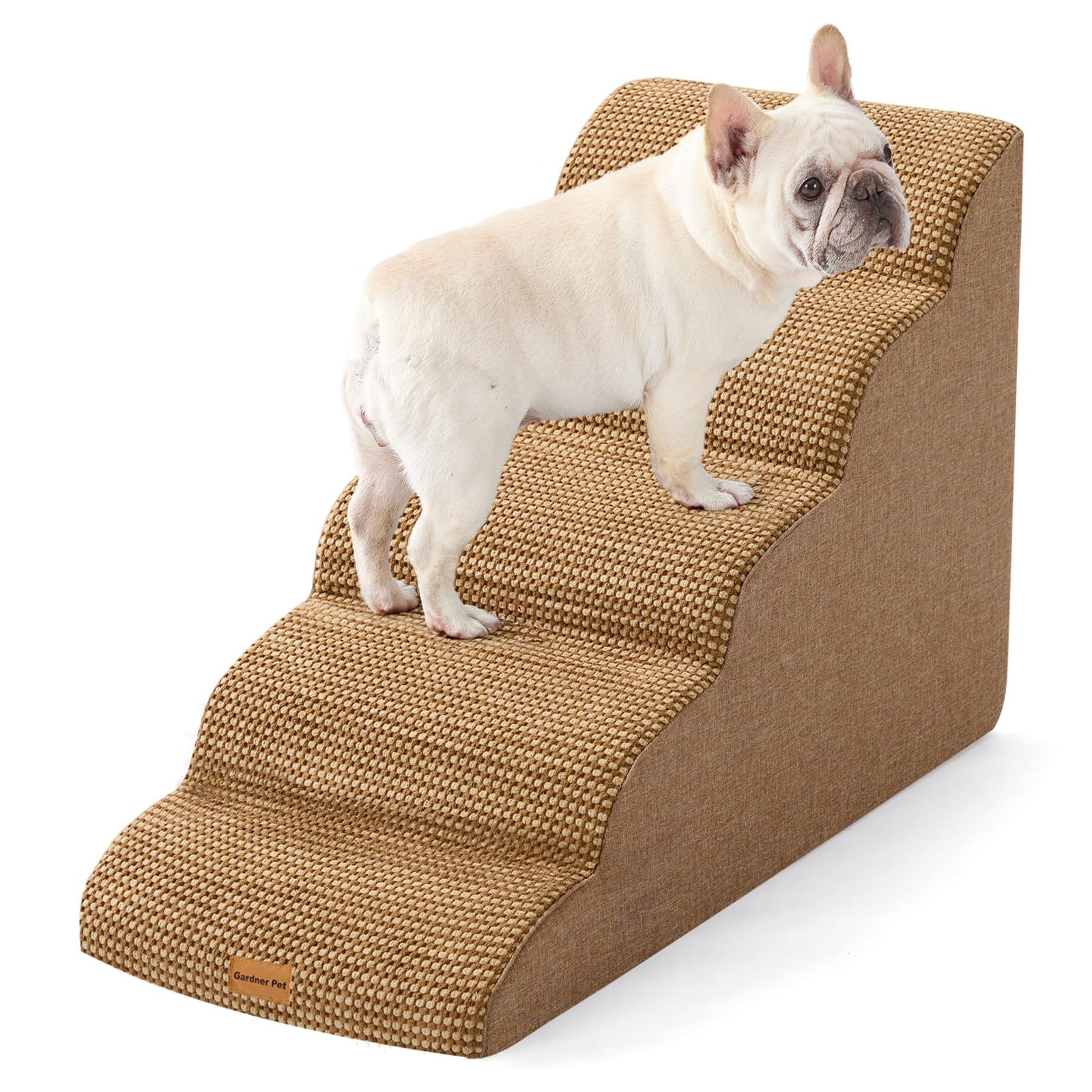 Gardner Pet escaleras para perros pequeños con diseño curvo para cama