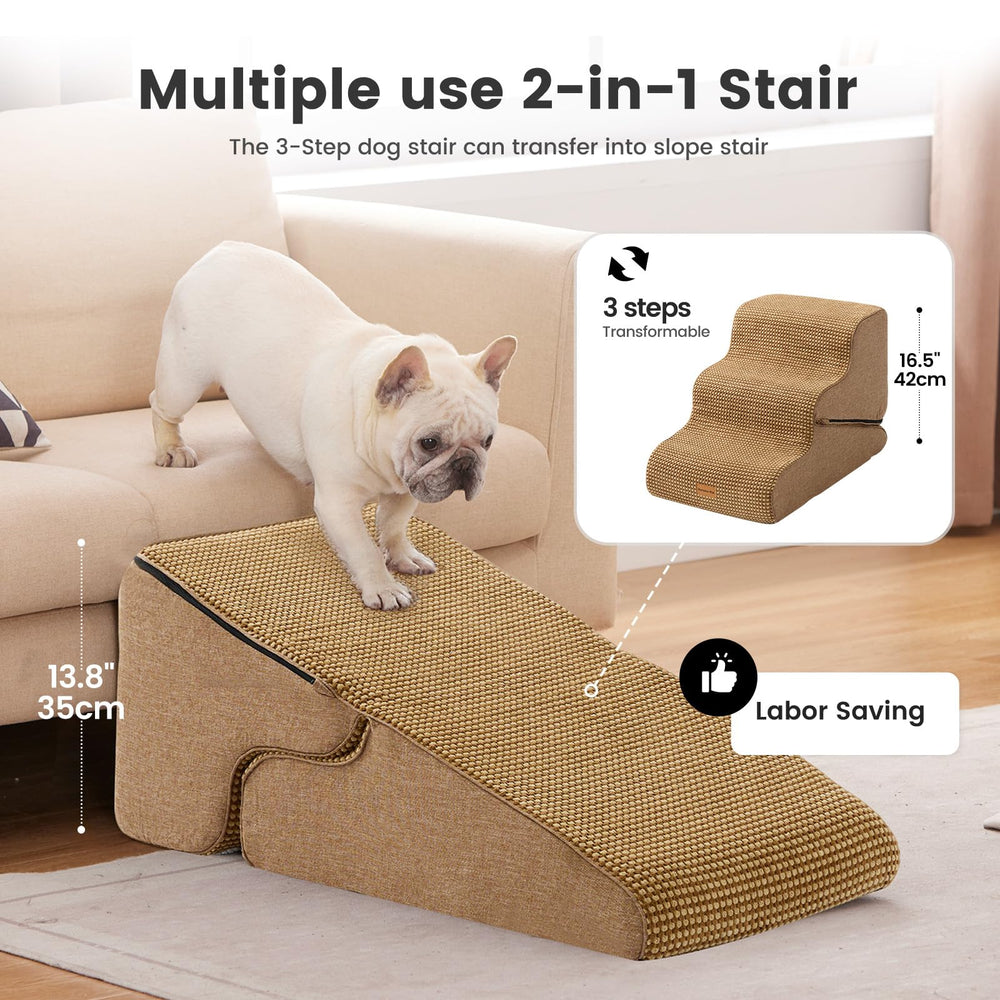 Gardner Pet diseño 2 en 1: rampa suave para sofá y escalera para perros.