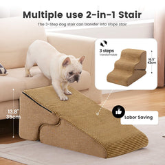 Gardner Pet diseño 2 en 1: rampa suave para sofá y escalera para perros.
