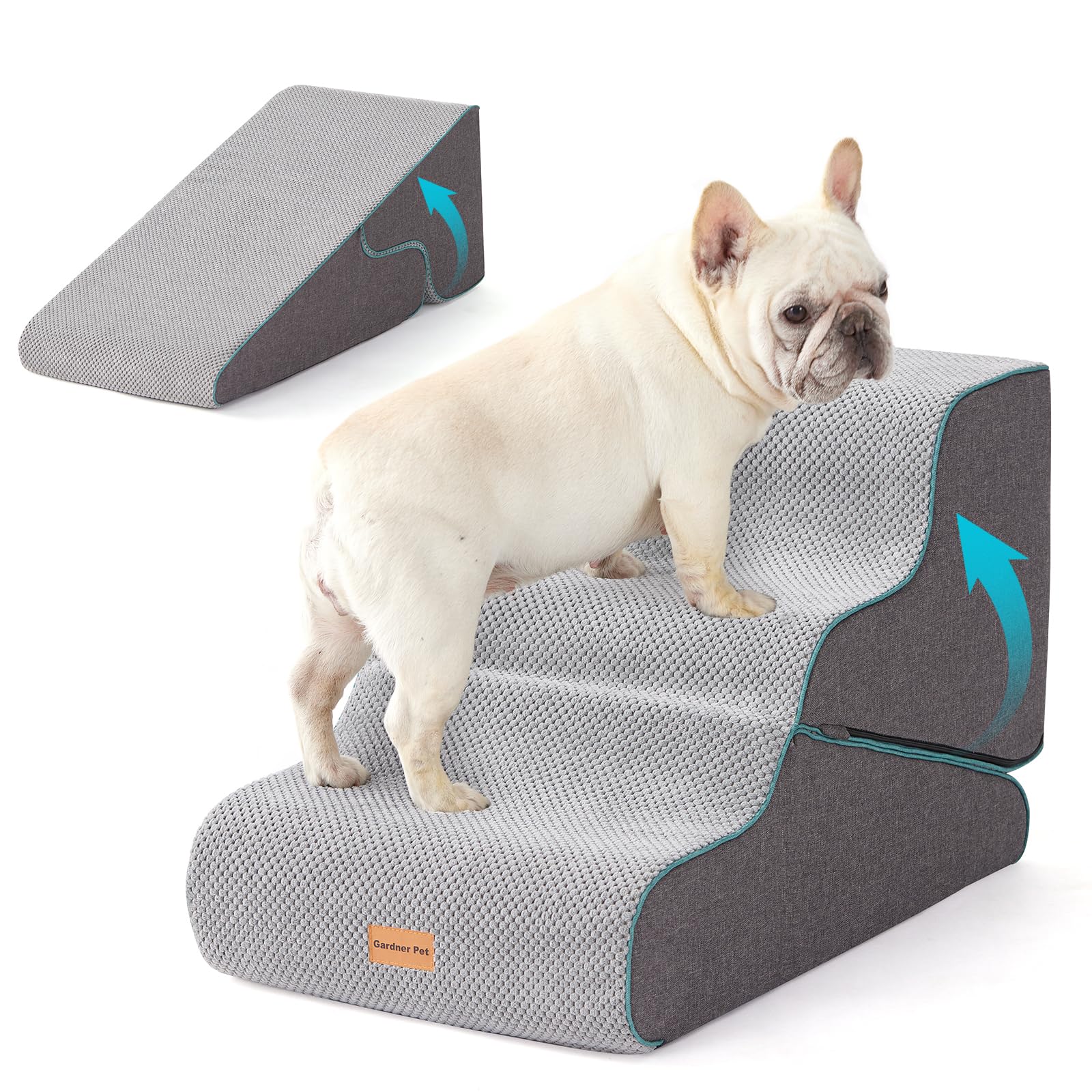 Gardner Pet escaleras para perros pequeños con tres pasos para subir al sofá.