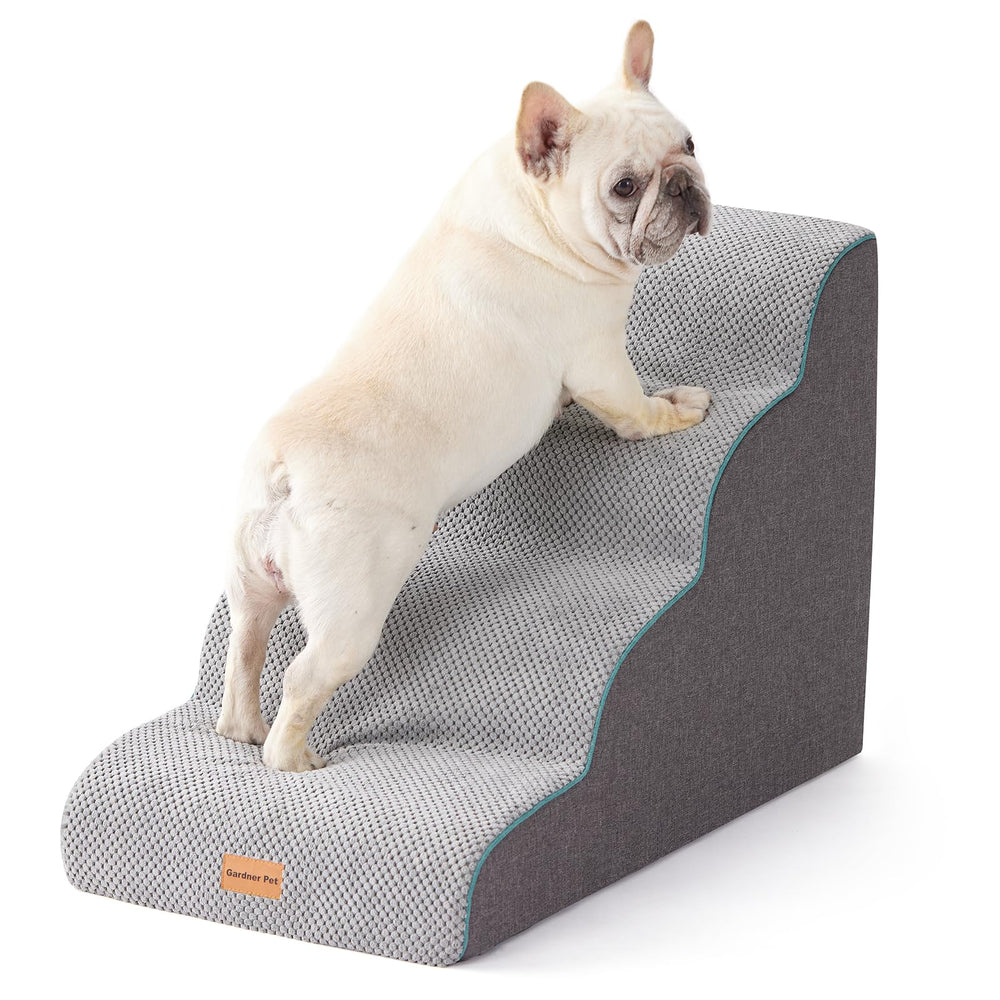 Gardner Pet escaleras para perros pequeños, diseño curvado de 4 pasos para camas altas