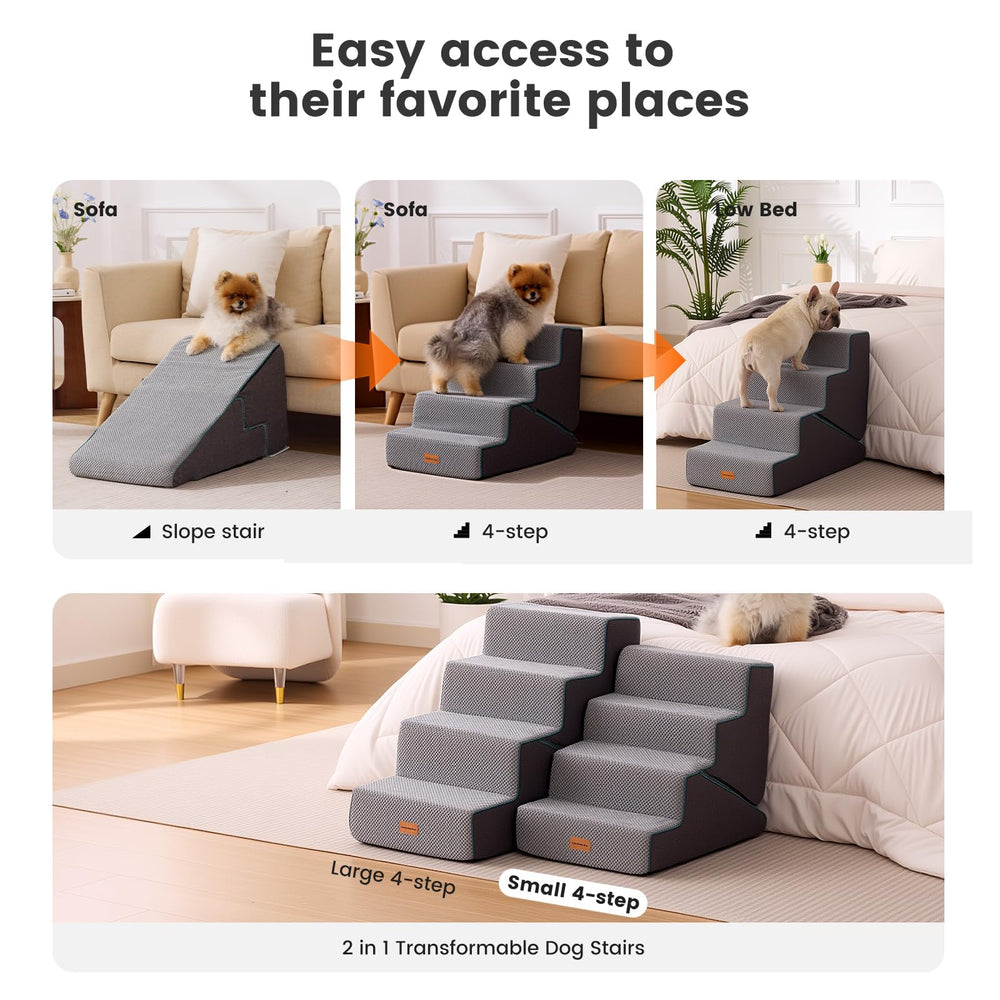 Gardner Pet escalera para perros en sofá, ideal para movilidad diaria.
