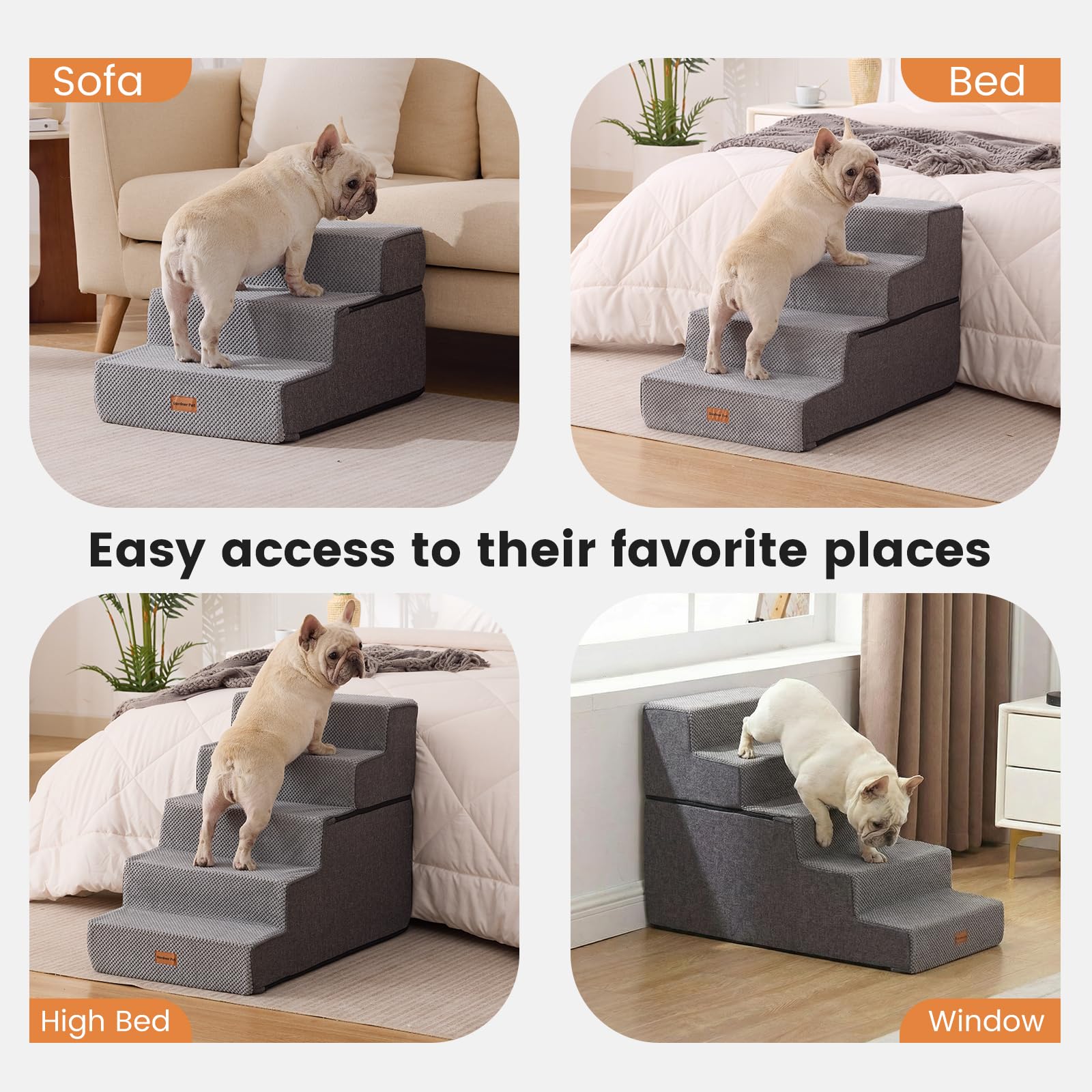 Gardner Pet escalera lista para usar sin ensamblaje para cama alta.