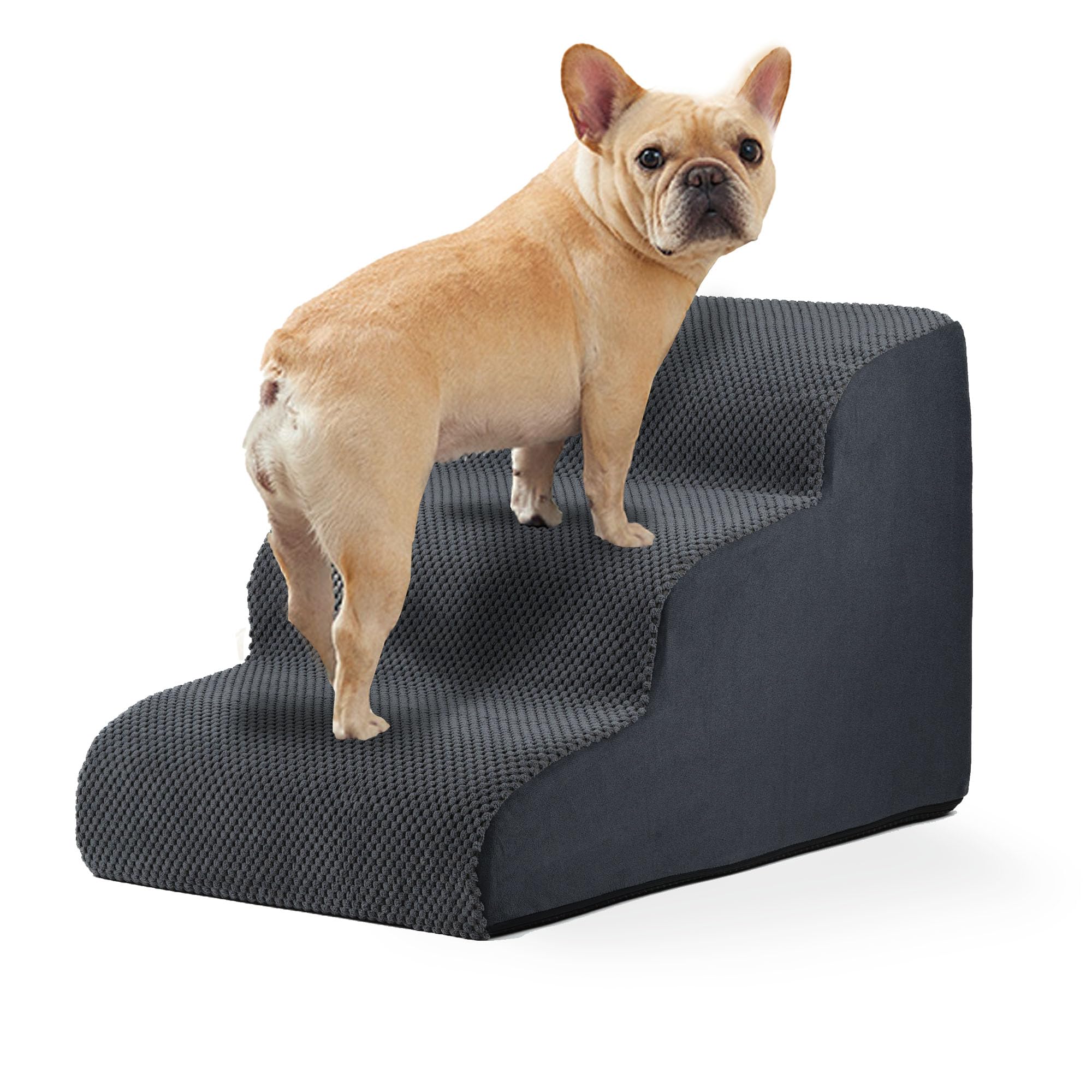 GARMART escalones 3 pasos para cama con cubierta lavable, facilitan subir con seguridad.