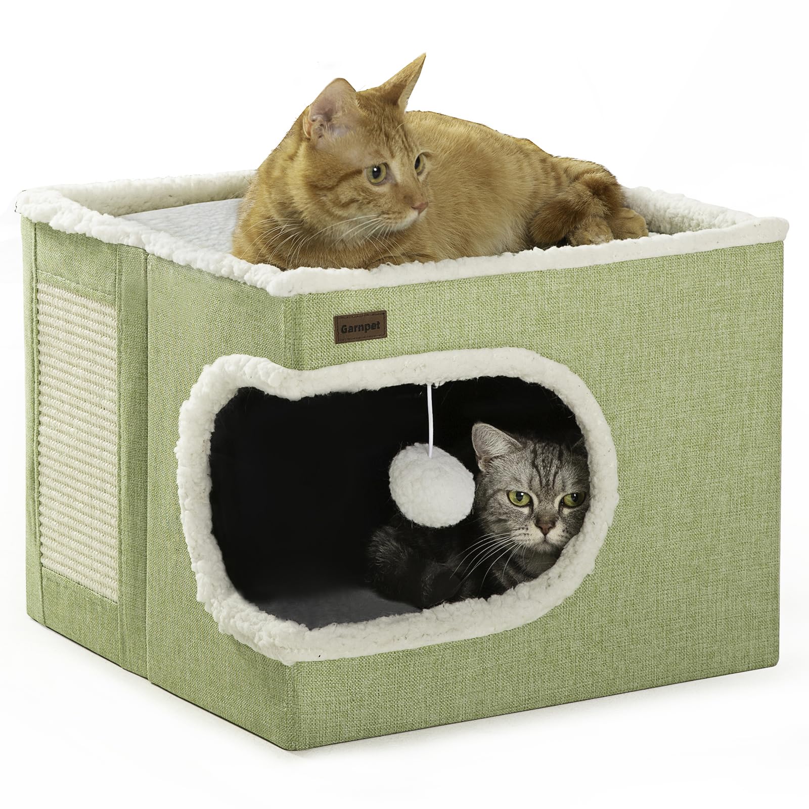 Garnpet cama-gato cubierta ofrece refugio cómodo para descansar y acurrucarse