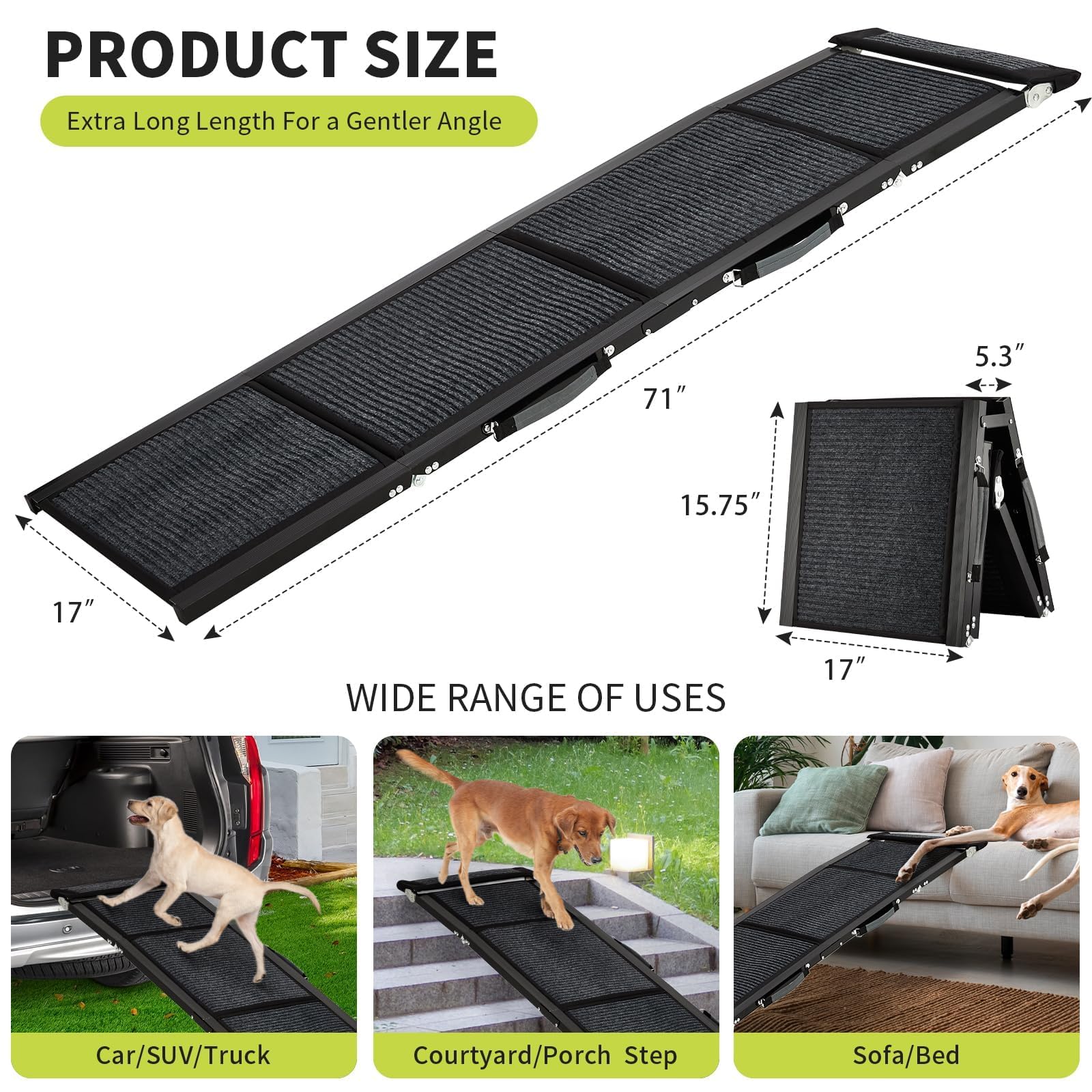 Rampa GarveeLife para perro con cuatro secciones plegables para coche