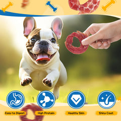 gazeupon anillos de pato deshidratado, fuente de proteína magra para perros.