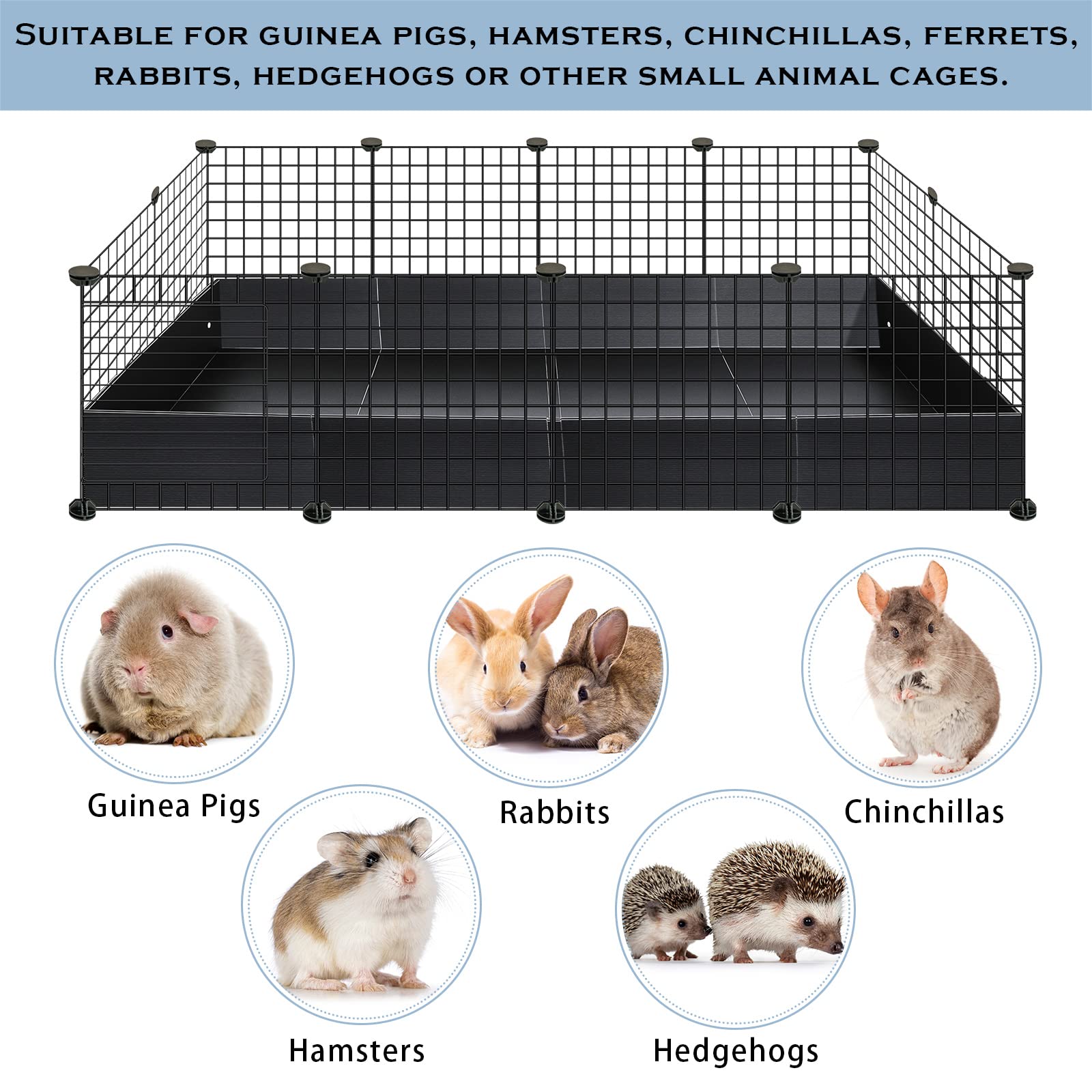 Geelin base jaula animales pequeños, plástico negro, 2x4, fácil mantenimiento.