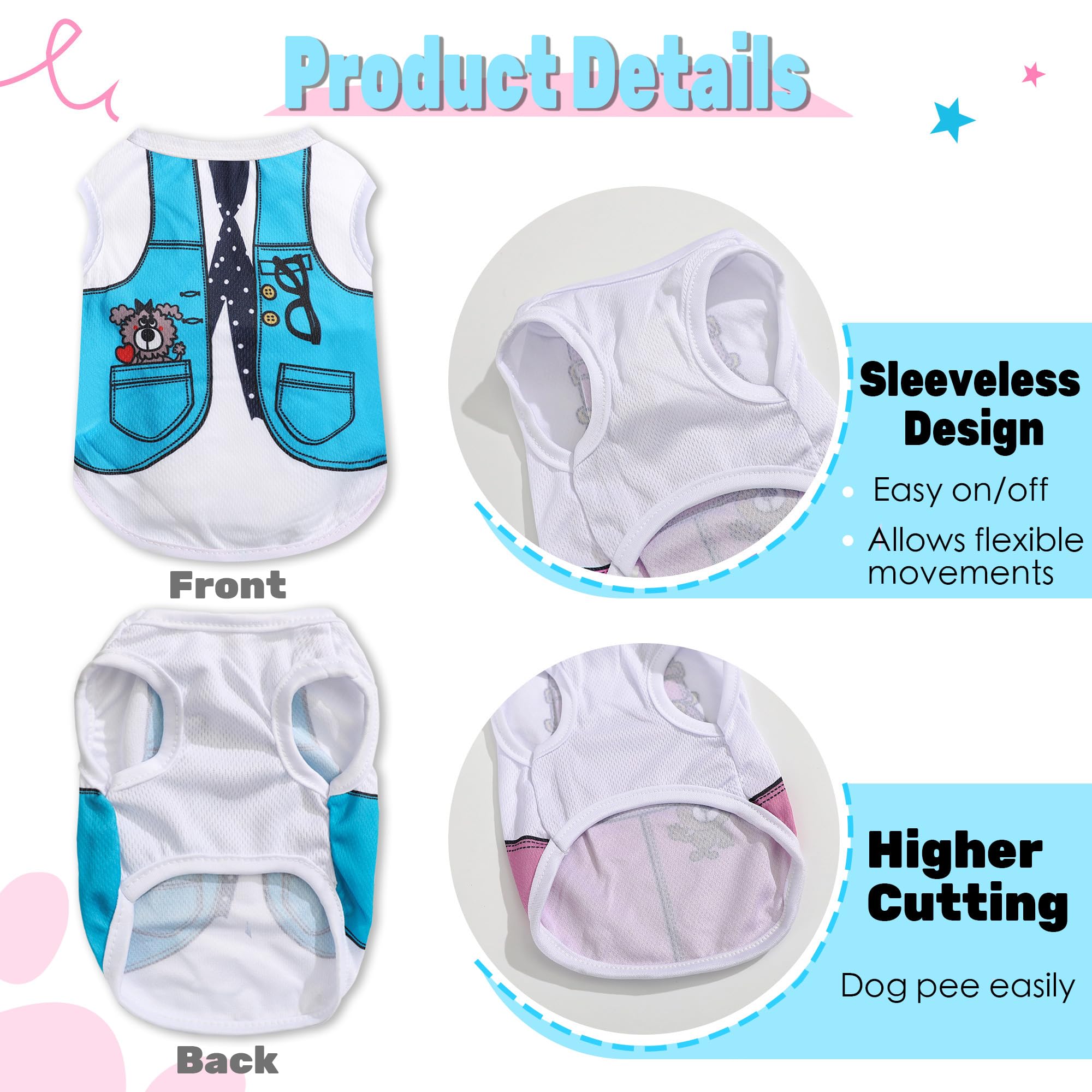 Cierre frontal cómodo en camiseta de malla para perro pequeño, fácil de poner, Generic.