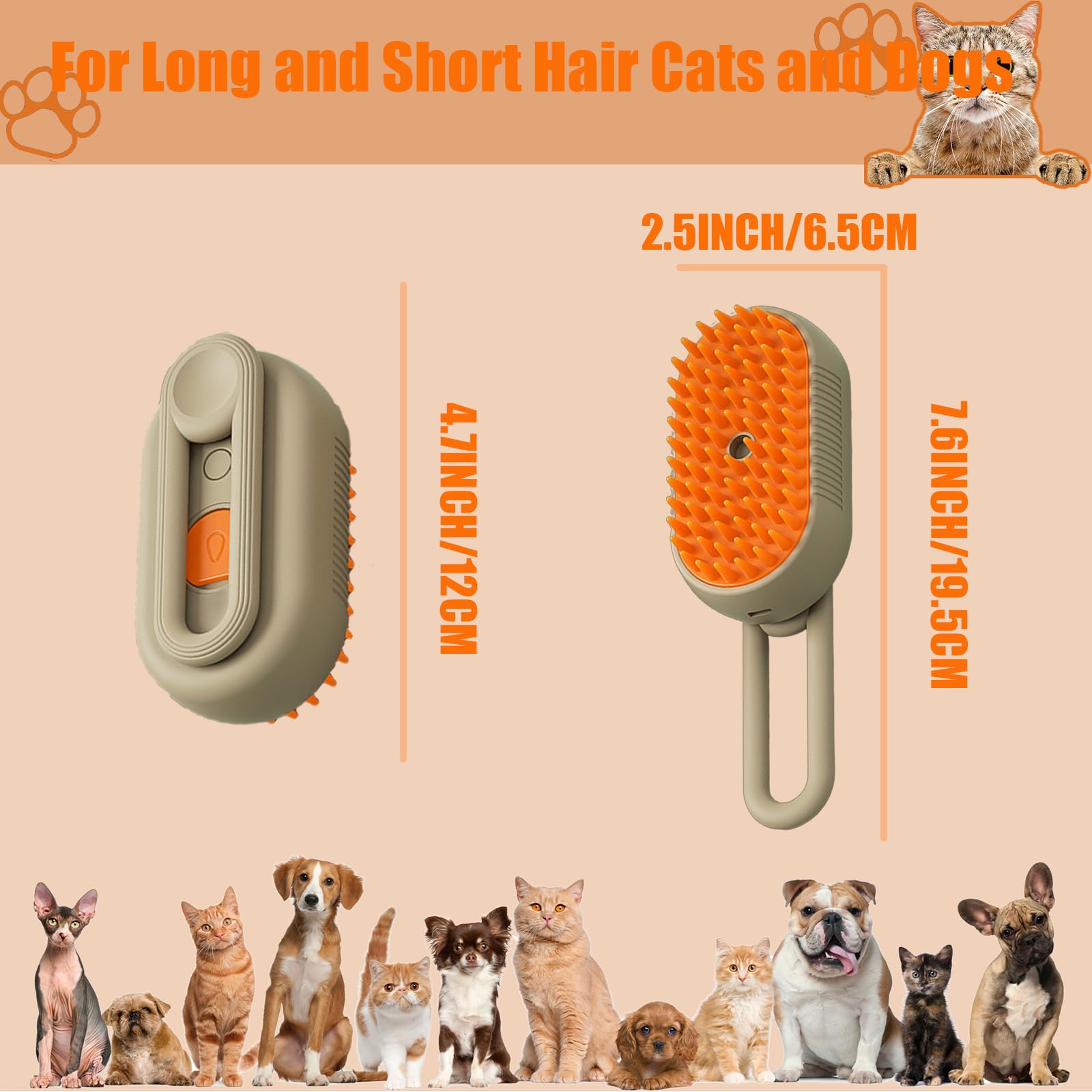 Cepillo Generic 3 en 1 para mascotas: cepillar, limpiar y desenredar.