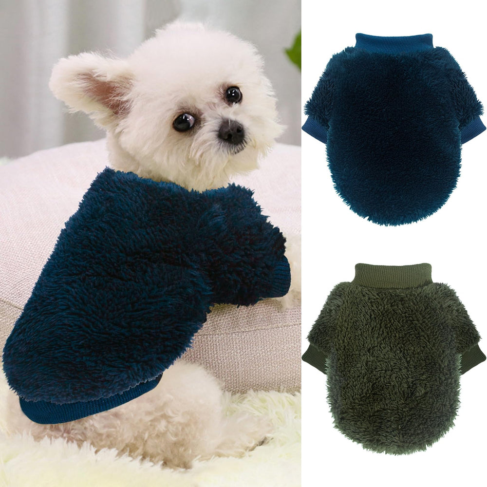 Sudaderas de fleece azul para perros pequeños de Generic, cálido para paseos.