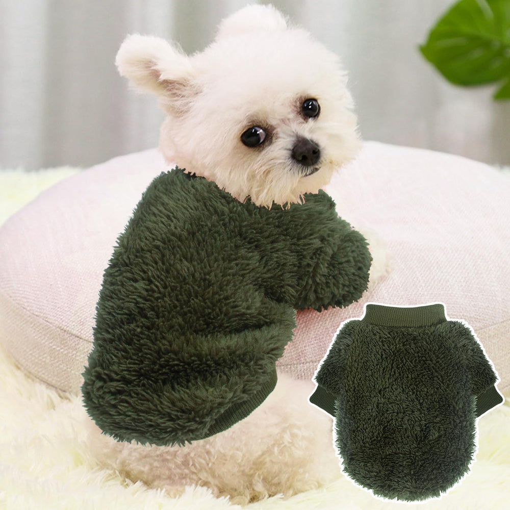 Prenda de punto fleece para perros pequeños, fácil de vestir.