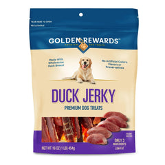 Generic Golden Rewards: pechuga de pato real como primer ingrediente para perros activos.