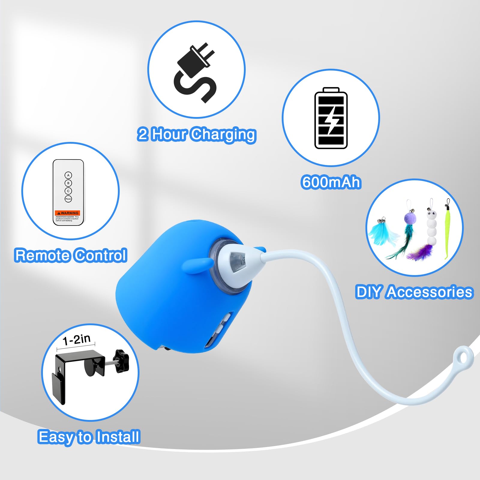 Generic: colgante azul con batería recargable para sesiones largas de juego.