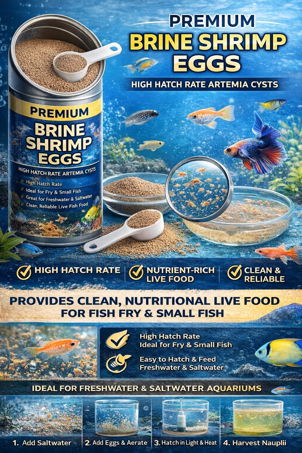 Nauplios de artemia de Generic: alimento vivo para crías.