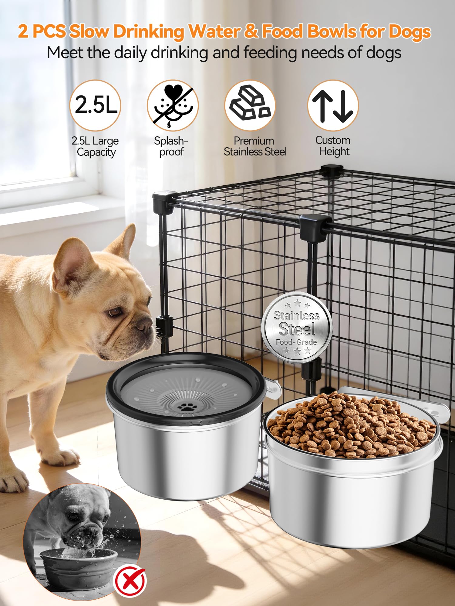 Generic tazón acero inoxidable para perros, duradero e higiénico.