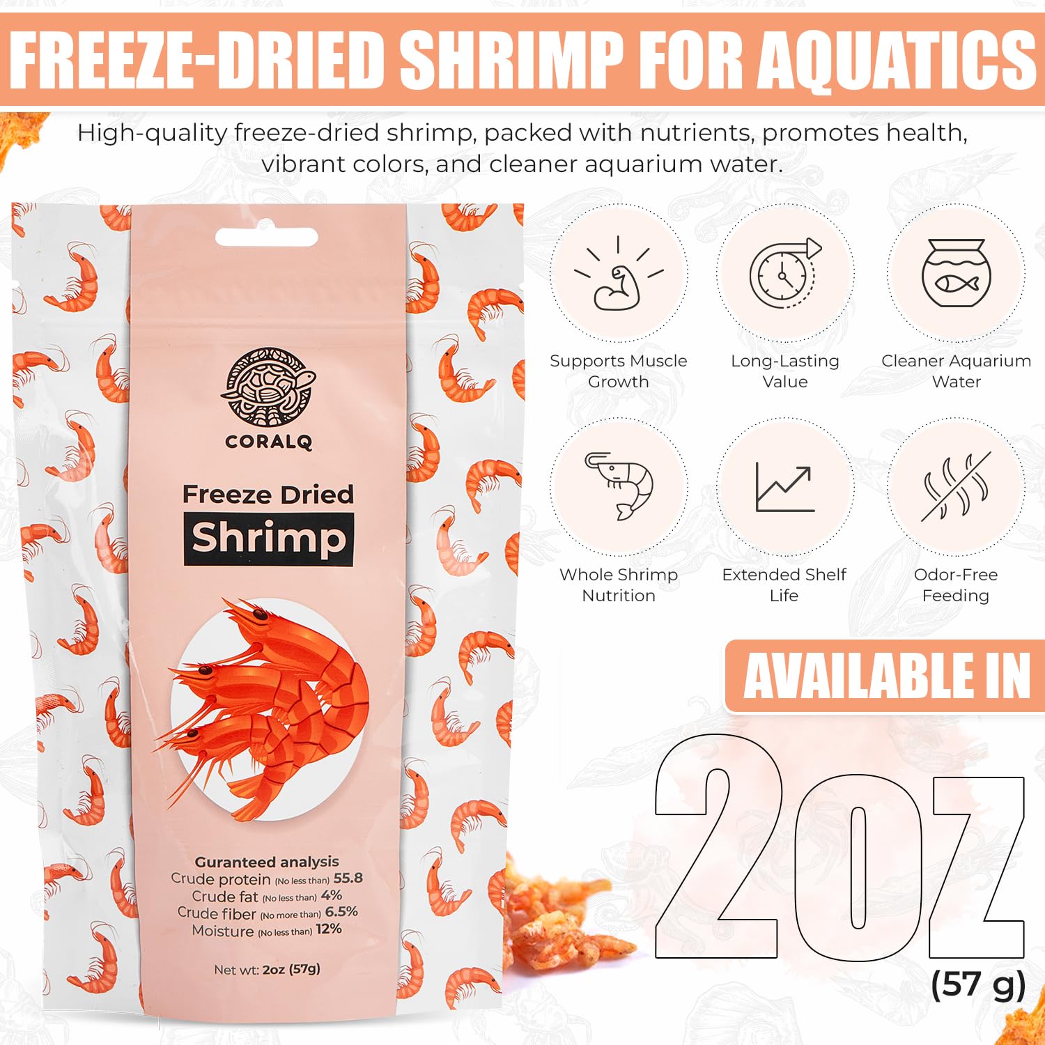 Generic gambas liofilizadas para tortugas, porciones individuales para alimentación precisa.