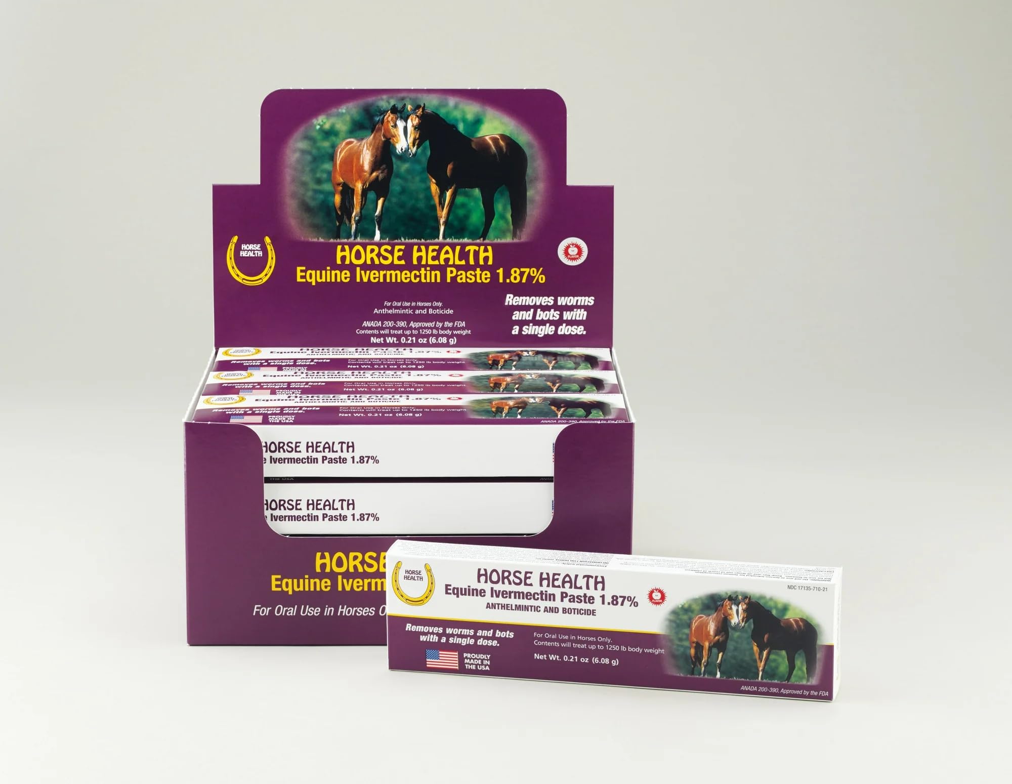 Tubos de 6.08 g para tratamiento de caballos