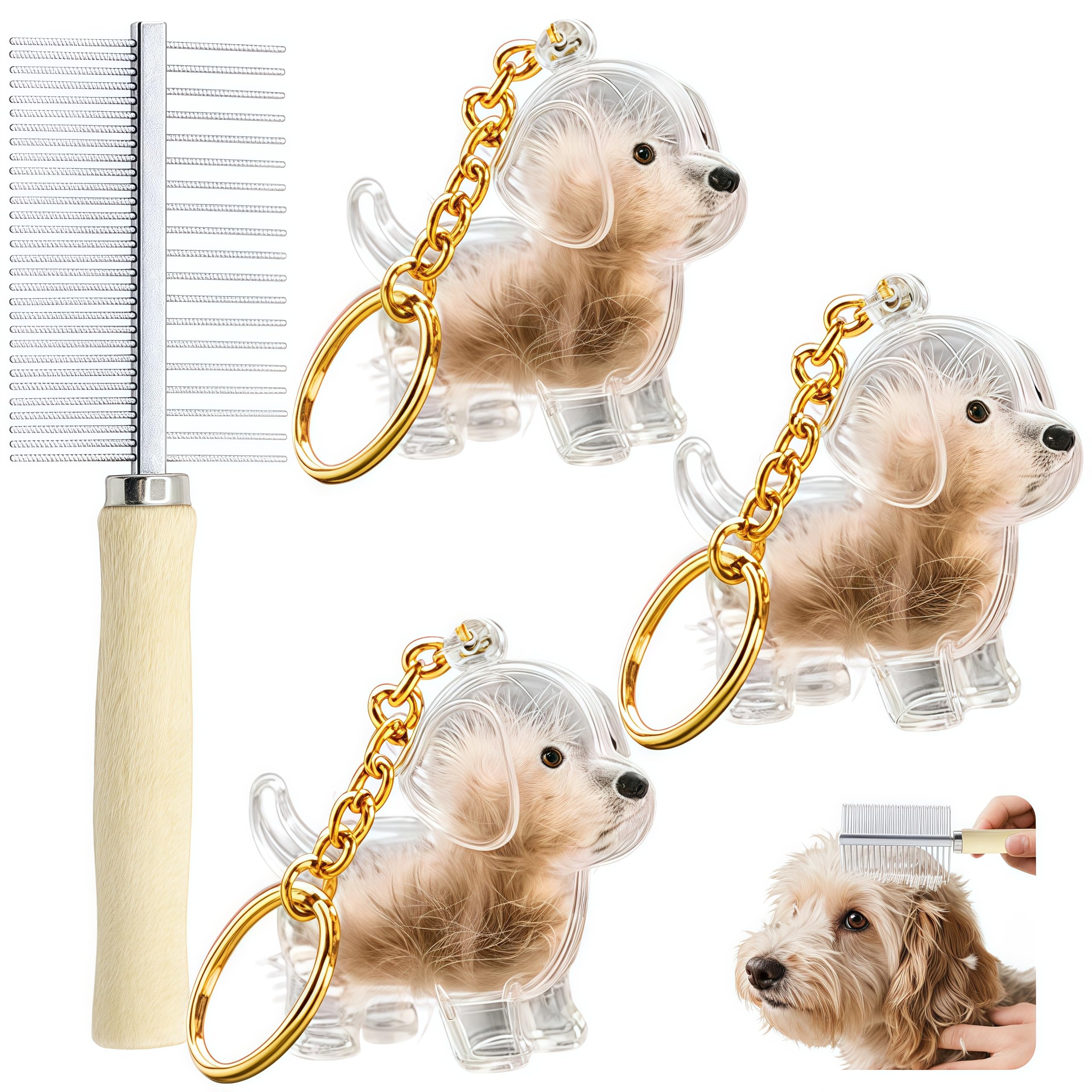 Generico llavero colector pelo perro con brocha para recoger pelo suavemente.