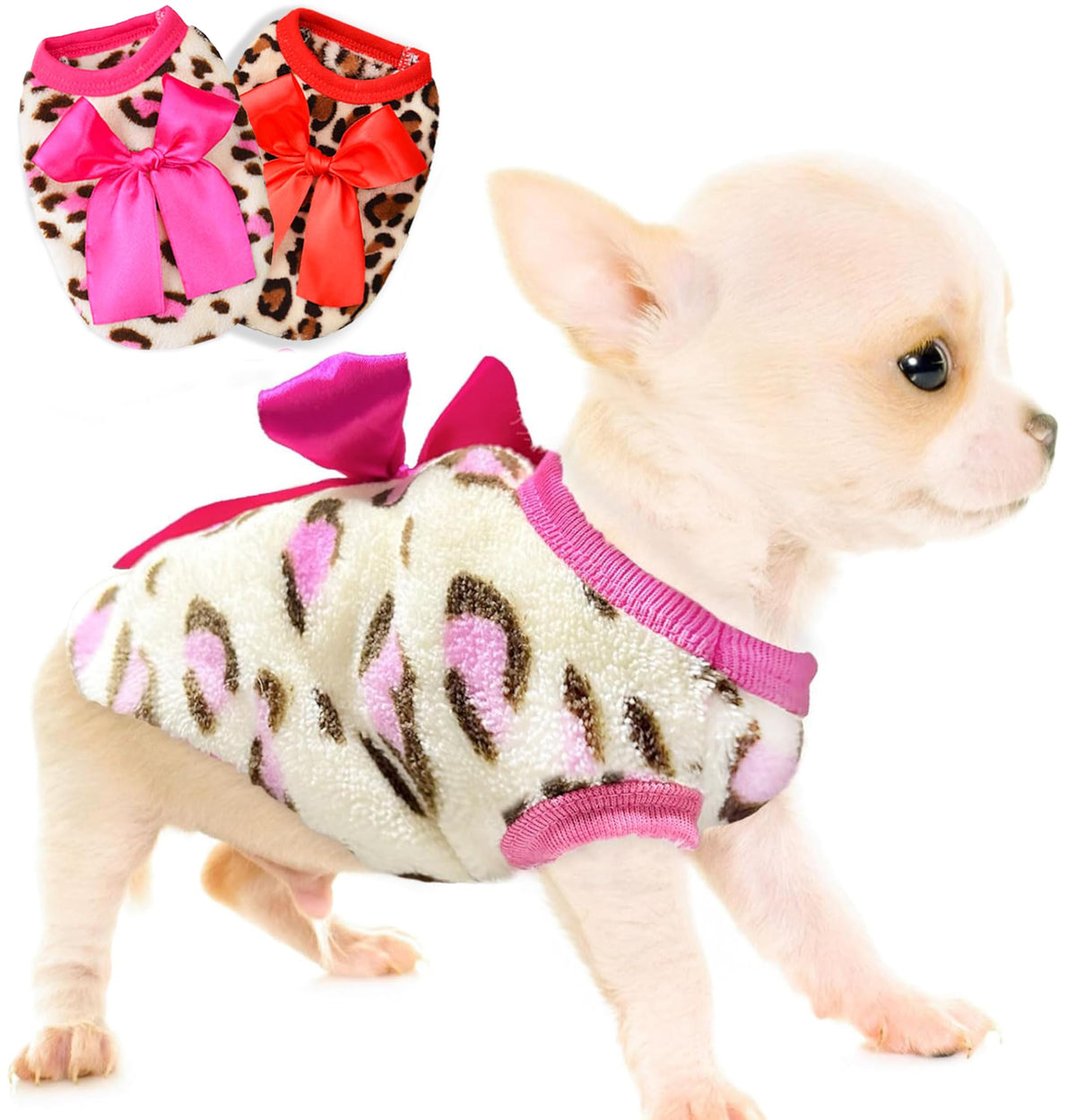 Sudadera genérico para perro con estampado leopardo en rosa, cálida y ligera.