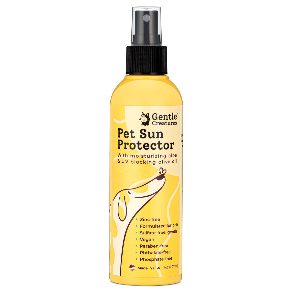 Protección solar Gentle Creatures para perros con SPF 30 en la piel.