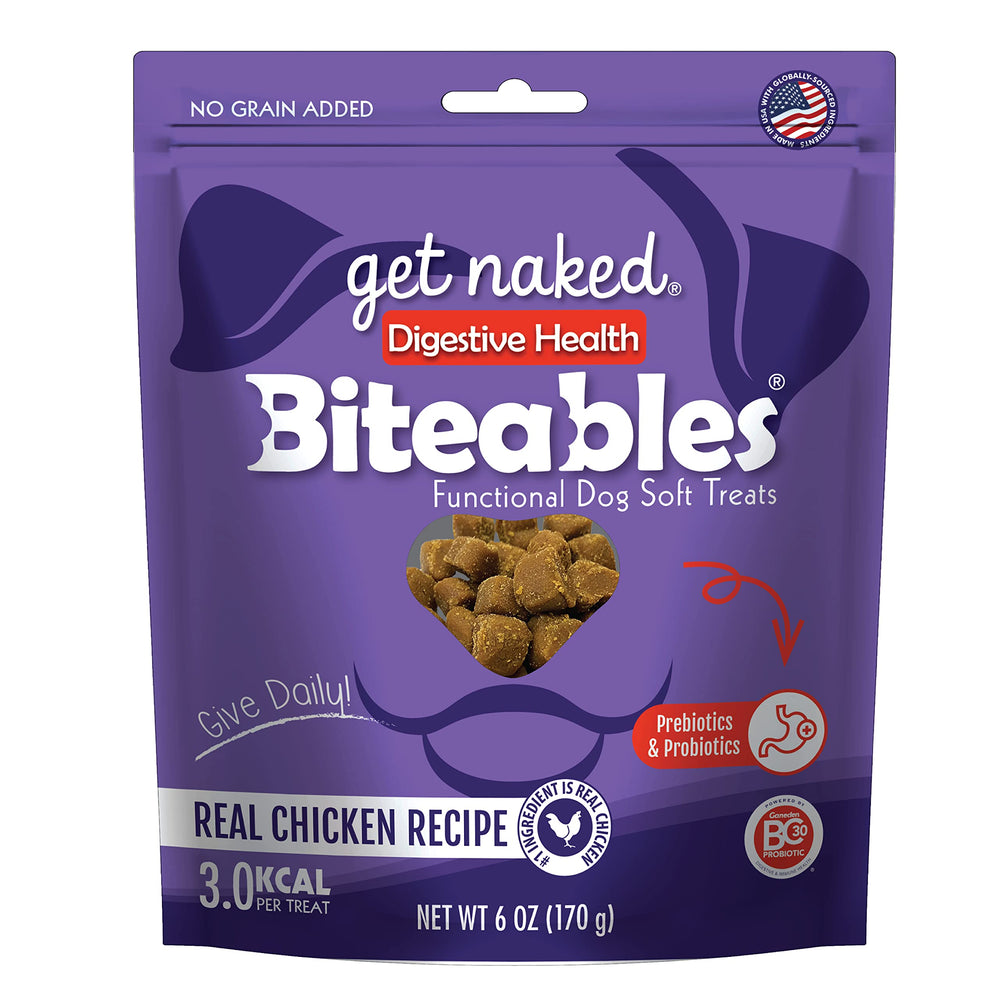 Get Naked Biteables: bolsa de 6 oz con golosinas suaves para perros.
