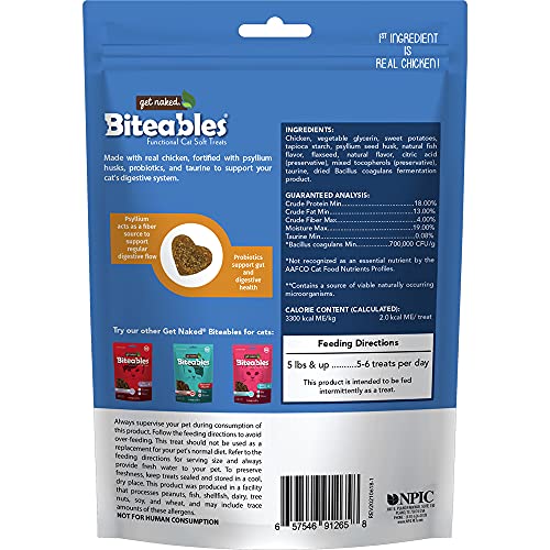 Get Naked Biteables, trozos suaves de pollo real, premiar a tu gato con sabor natural.