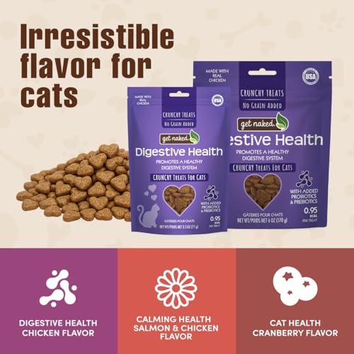 Get Naked Digestive Health tentempiés crujientes, textura atractiva para gatos.