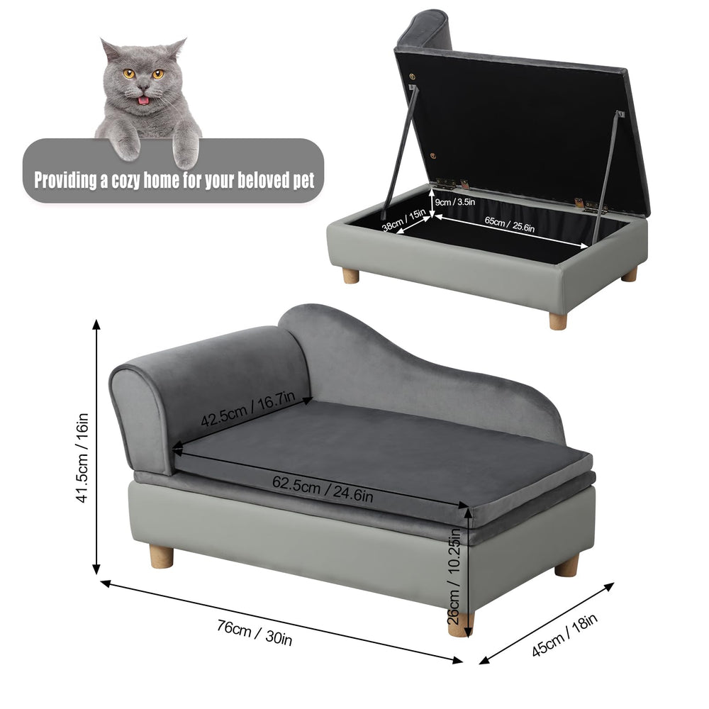 Getifun cama-mascotas gris con cojín removible y lavable para limpieza fácil.